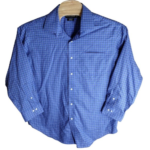 Ralph Lauren Men's Blue Plaid Button-Down Dress Casual Long Sleeve Dress Shirt S - Picture 2 of 5